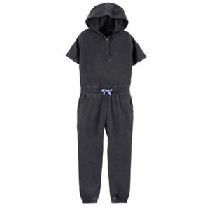Carter's Kid Hooded‎ French Terry Jumpsuit Girl's Size 8 in Dark Gray